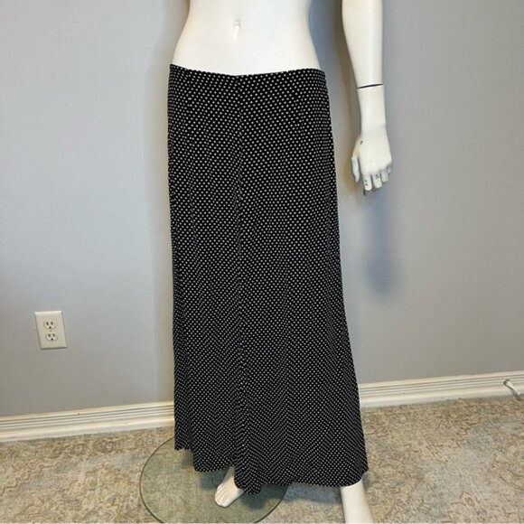 Maeve by Anthropologie Black White Maxi Skirt Dots Print Size M - Picture 7 of 8